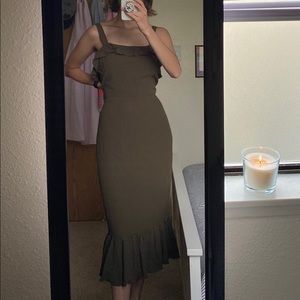 Olive green midi dress